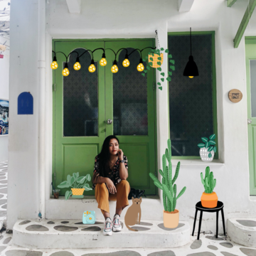 Yanii Putrii sitting in her own animated universe made for Klint Care